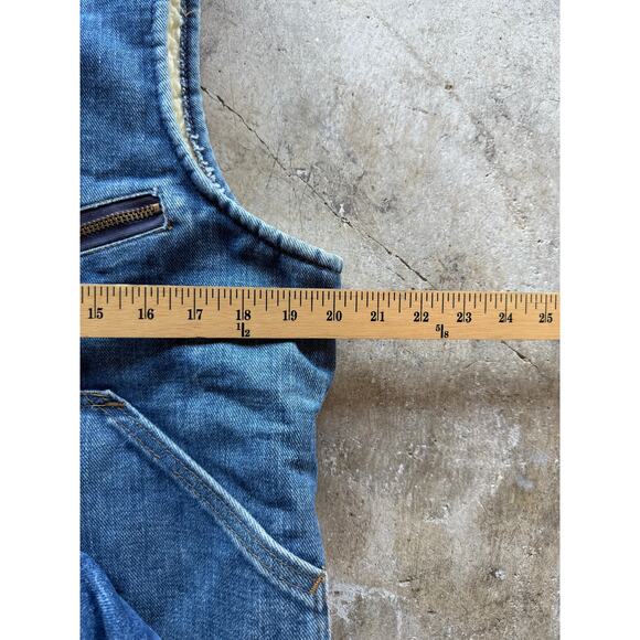 Vintage 1980s Carter's Denim Sherpa-Lined Vest Size Small Made In USA Talon Zip - Picture 6 of 7